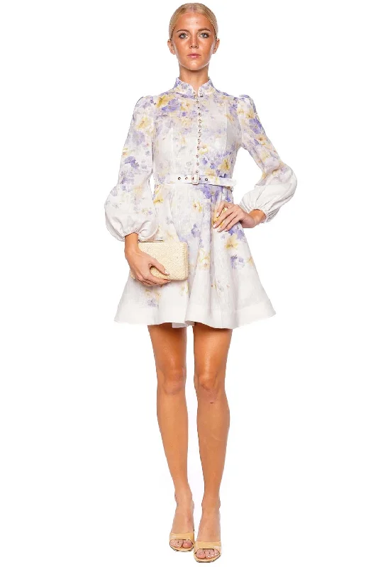 Crush Buttoned Linen Mini Dress Stylish Sweetheart Neck Mini Dress