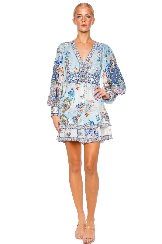 Al Manial Palace Memoirs Frill Mini Dress Elegant Velvet Mini Dress