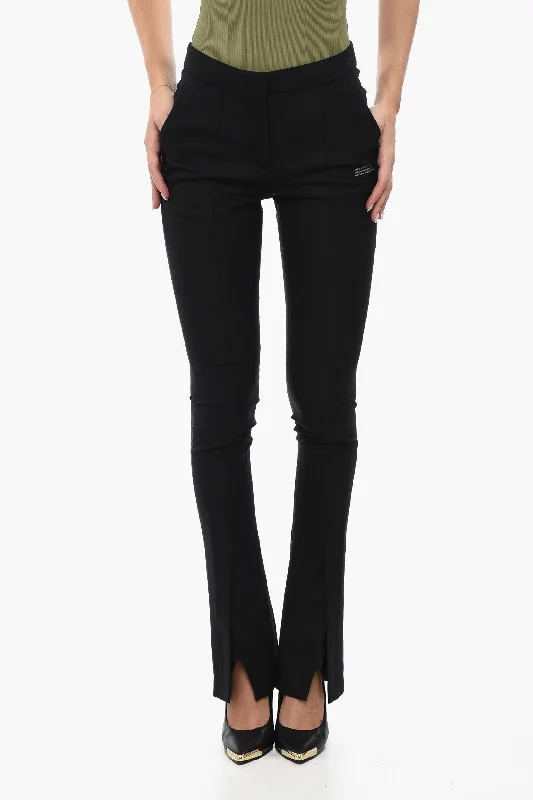 Off-White Flare Fit CORPORATE Pants WIth Bottom Slits 38 Italian size Comfortable Denim Pants