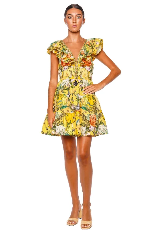 Paths of Gold Tiered Frill Mini Dress Comfortable Bodycon Mini Dress