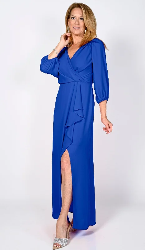 Long Sleeve Ruffle Slit Dress Tunics Prom sequined