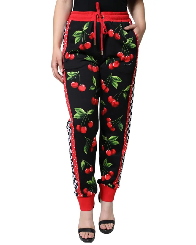 Dolce & Gabbana  Cherry Print Jogger Pants Trendy Printed Leggings