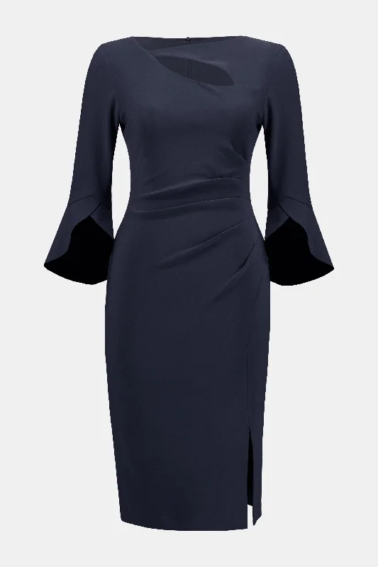 Cutout Front Tulip Sleeve Dress Tunics Long Elegant