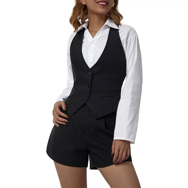 GETADME Women's Dressy Waistcoat Racerback Button Vest Jacket Vintage Steampunk Sleeveless Tuxedo Suit Vest Crop Tank Top Elasticated Jacket Padded Jacket Insulated Jacket