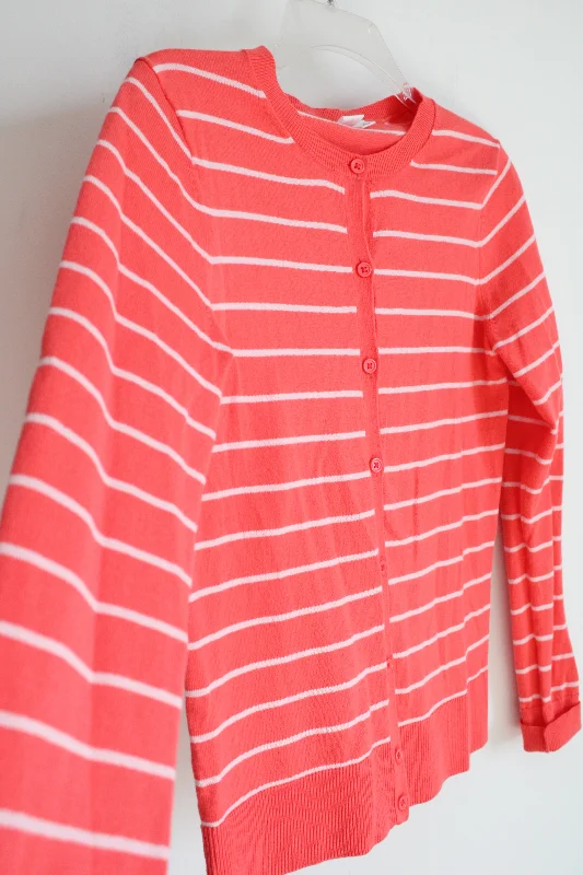 Gap Coral Pink White Striped Cardigan | S Boxy Cardigan Fitted Cardigan A-Line