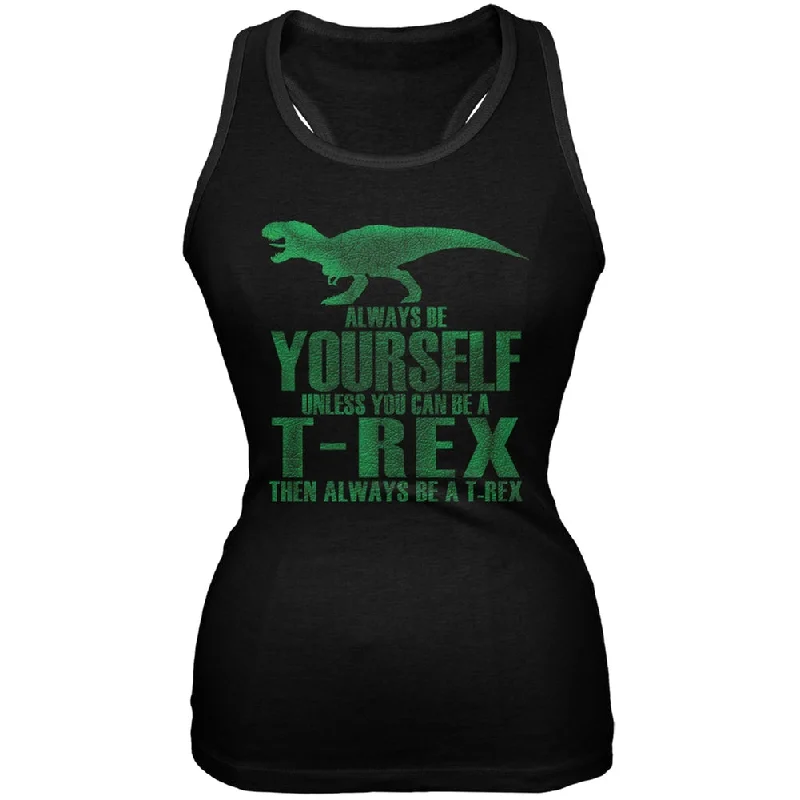 Jurassic - Always Be Yourself T-Rex Black Juniors Soft Tank Top cotton tank top