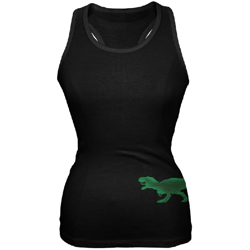 Jurassic - Tyrannosaurus Rex Dinosaur Distressed Black Juniors Soft Tank Top yoga tank top