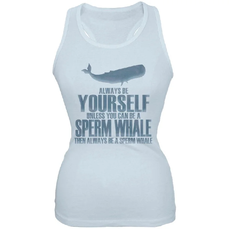 Always Be Yourself Sperm Whale Pale Blue Juniors Soft Tank Top print tank top