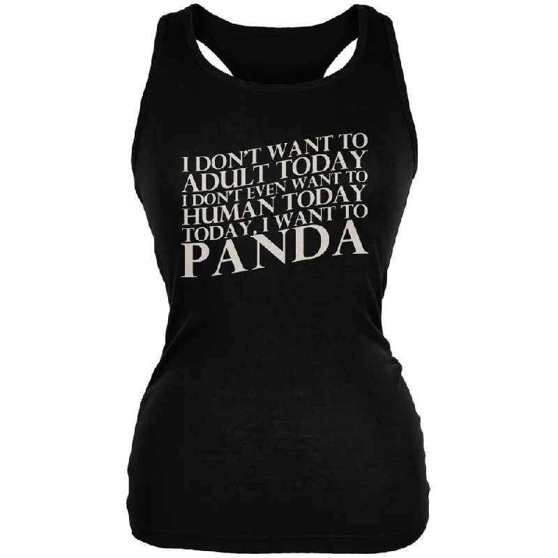 Don't Adult Today Just Panda Black Juniors Soft Tank Top cozy tank top