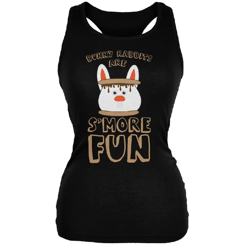 Rabbits Are S'More Fun Black Juniors Soft Tank Top gym tank top