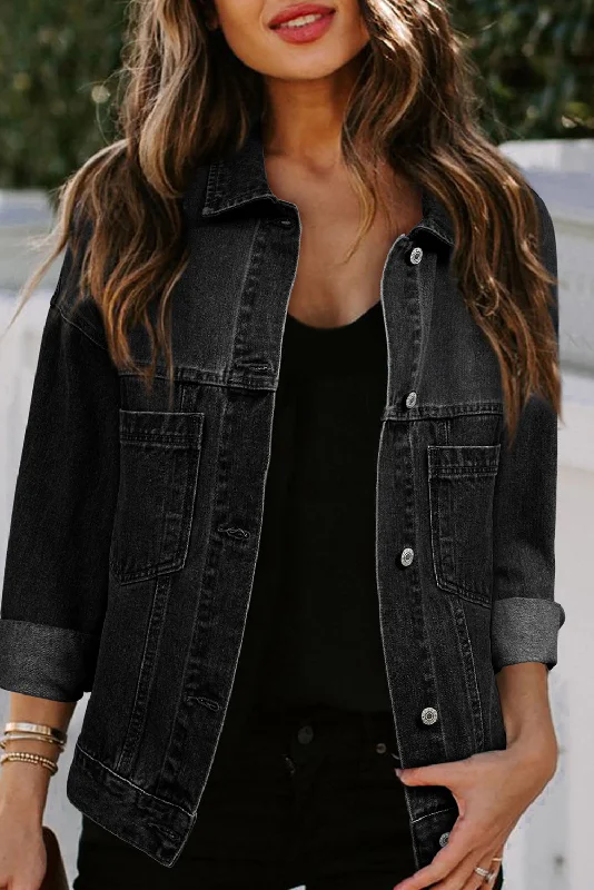 Black Denim Trucker Jacket Faux Fur Jacket Real Fur Jacket Shearling Jacket