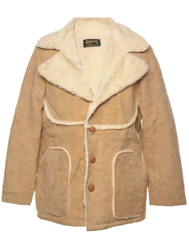 Swingster Shearling Suede Jacket - L Knit Fabric Woven Fabric Fleece Fabric
