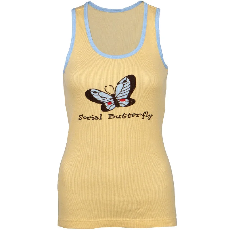 Social Butterfly Juniors Tank Top bronze tank top