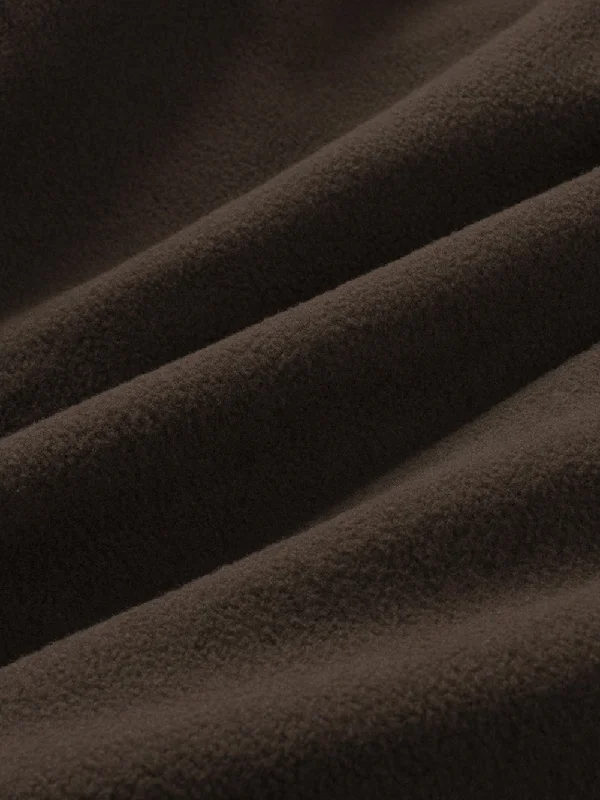 Brown Pocket Detail Fleece Jacket Hooded Jacket Caped Jacket Shawl Collar Jacket