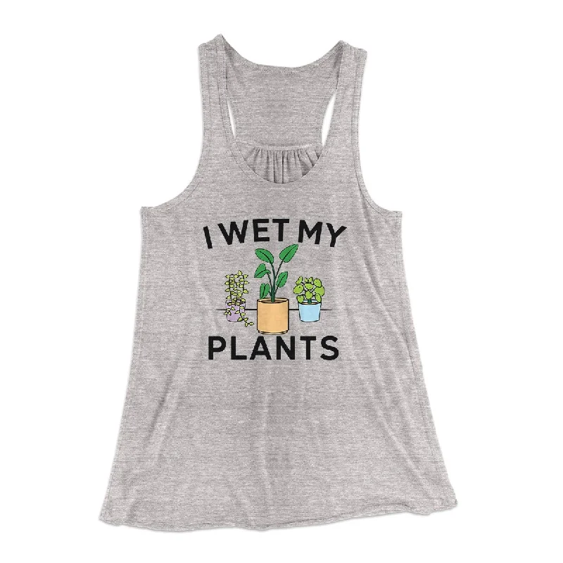 I Wet My Plants Funny Women's Flowey Tank Top silver tank top