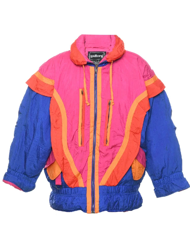 Zip Front Colour Block Ski Jacket - S Chenille Fabric Brocade Fabric Lace Fabric