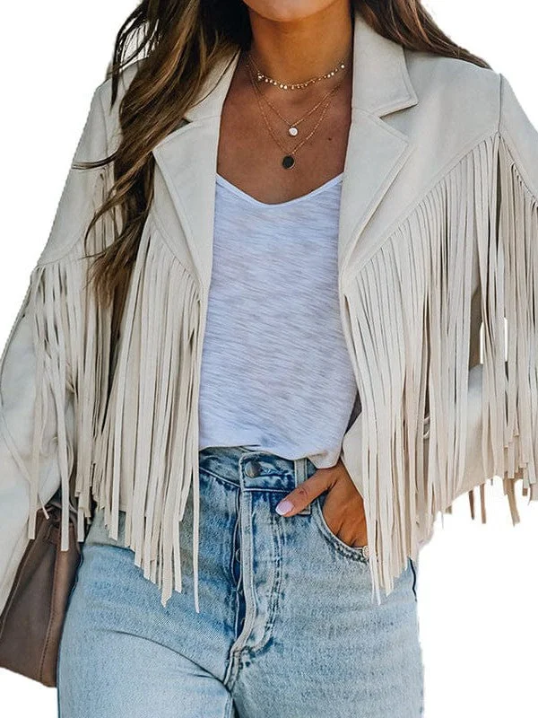 All-Season Fringe Suede Jacket Rayon Fabric Velvet Fabric Corduroy Fabric