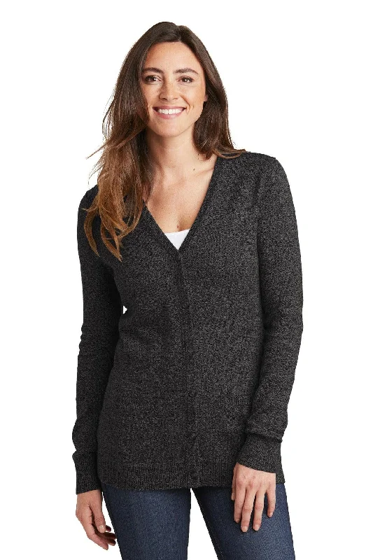 Port Authority Ladies Marled Cardigan Sweater. LSW415 Asymmetrical,ymmetric Pencil Cardigan Port Authority Ladies Marled Cardigan Sweater. LSW415 Asymmetrical,ymmetric Pencil Cardigan