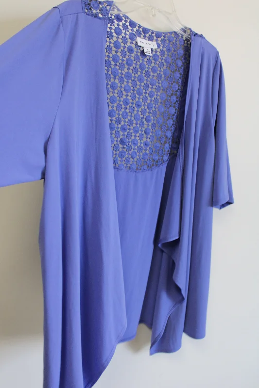 Susan Graver Blue Knit Back Cardigan | L Soft Cozy Warm