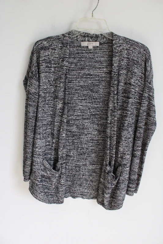 Ann Taylor LOFT Gray Heathered Knit Cardigan | XS Seamless Knitted Crochet