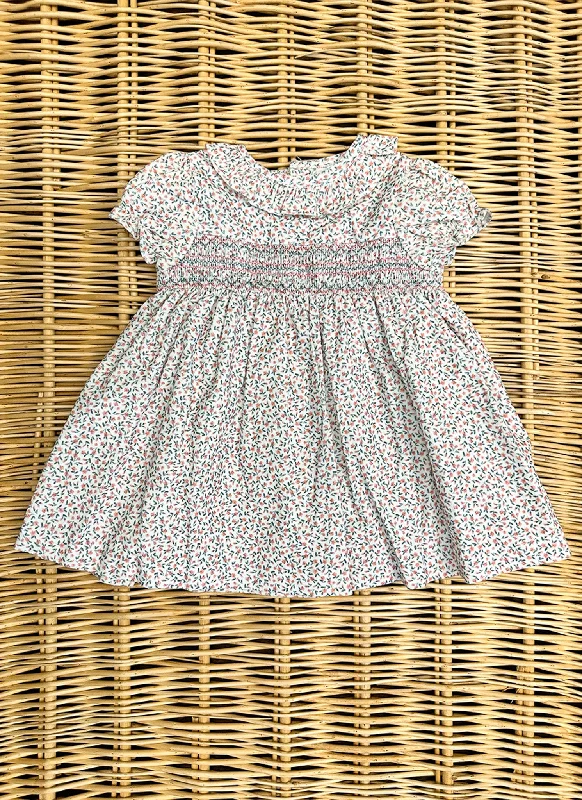 Flower Corduroy Smock Dress