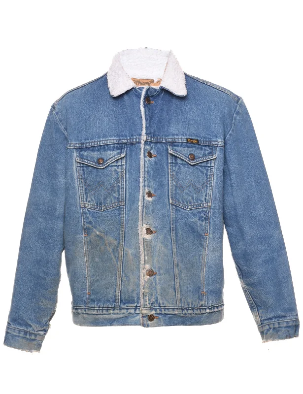 Wrangler Shearling Denim Jacket - M Striped Jacket Polka Dot Jacket Floral Jacket