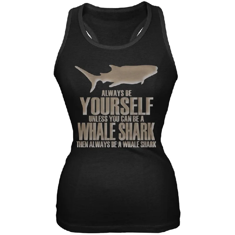 Always Be Yourself Whale Shark Black Juniors Soft Tank Top graphic tank top