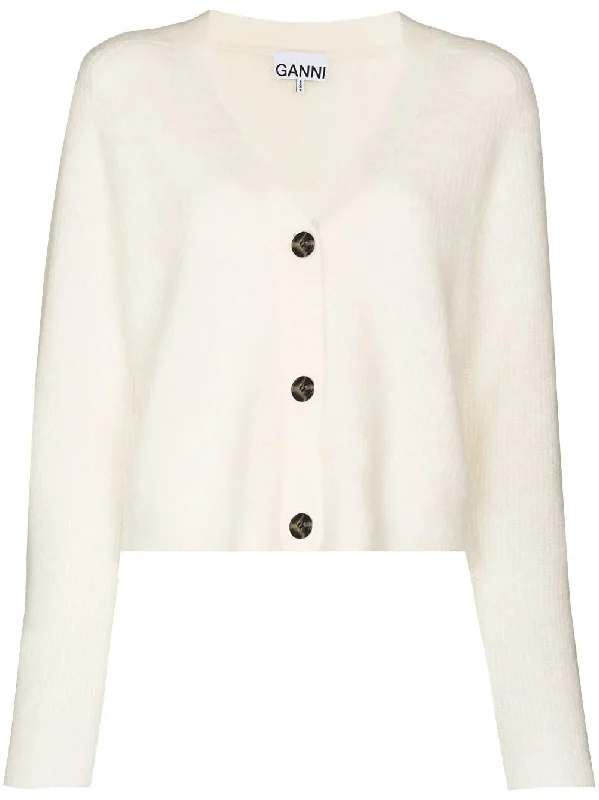 V-NECK WOOL CARDIGAN Faux Fur Fabric Real Fur Fabric Shearling Fabric