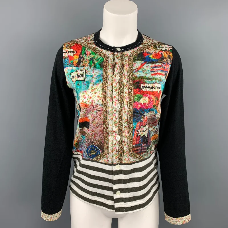 COMME des GARCONS TRICOT Size S Black Cotton Buttoned Cardigan Elasticated Padded Insulated COMME des GARCONS TRICOT Size S Black Cotton Buttoned Cardigan Elasticated Padded Insulated