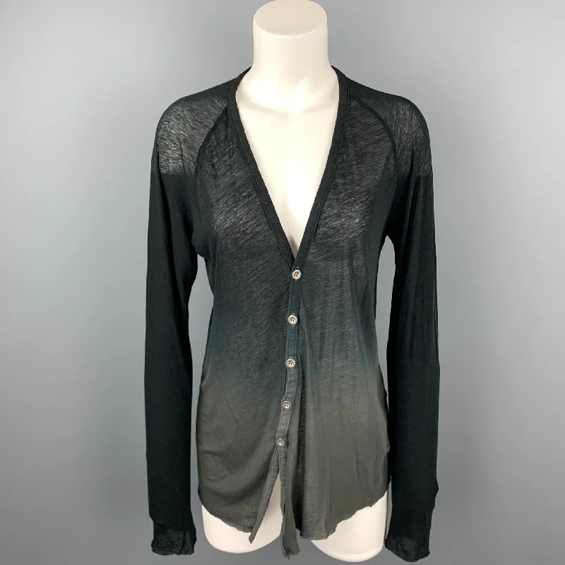 THE VIRIDI-ANNE Size S Grey Ombre Cotton Asymmetrical Cardigan Crew Neck V-Neck Turtle Neck THE VIRIDI-ANNE Size S Grey Ombre Cotton Asymmetrical Cardigan Crew Neck V-Neck Turtle Neck