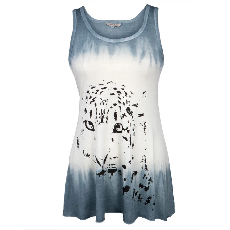 Tiger Profile Blue Tie-Dye Juniors Tank Top grey tank top