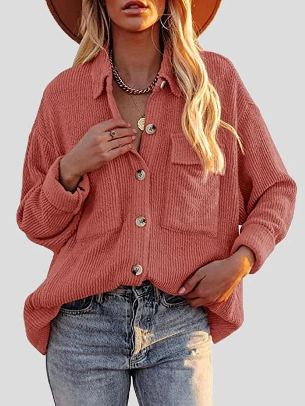 Corduroy Shirt Jacket Front Pockets Side Pockets Patch Pockets