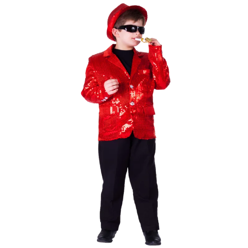 Red Sequin Jacket - Kids Embroidered Jacket Appliqued Jacket Beaded Jacket