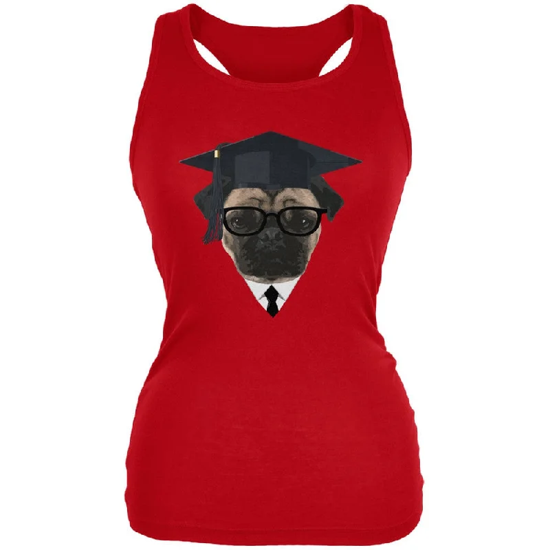 Graduation - Graduate Pug Funny Red Juniors Soft Tank Top ribbed tank top