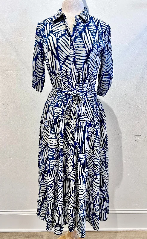 Long Sleeve Tiered Collar Dress by Paani Luv in Indigo