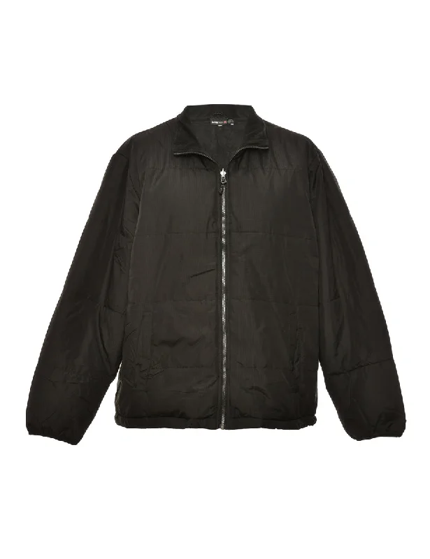 Zip-Front Black Puffer Jacket - XL Elasticated Jacket Padded Jacket Insulated Jacket Zip-Front Black Puffer Jacket - XL Elasticated Jacket Padded Jacket Insulated Jacket