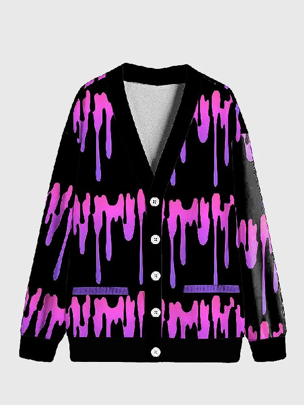 Womens Melting Drip Cardigan Chenille Fabric Brocade Fabric Lace Fabric
