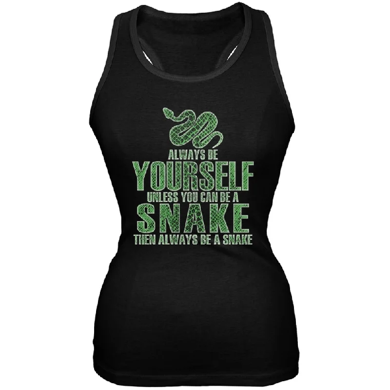 Always Be Yourself Snake Black Juniors Soft Tank Top peekaboo tank top