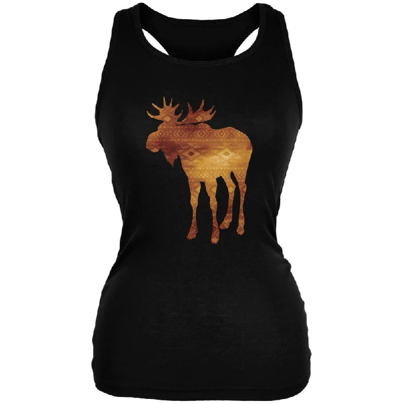 Native American Spirit Moose Black Juniors Soft Tank Top summer tank top
