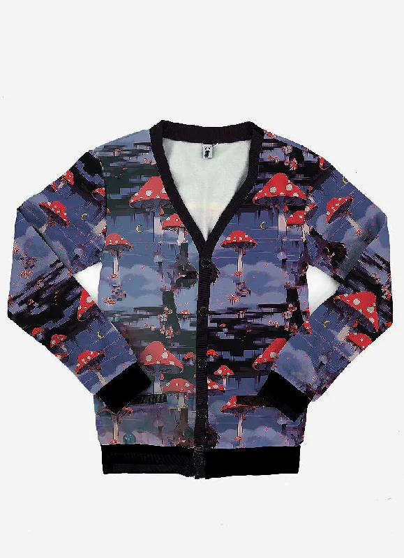 Weirdcore Mushroom Cardigan Sweater Iron Safe Non-Iron Wrinkle Free