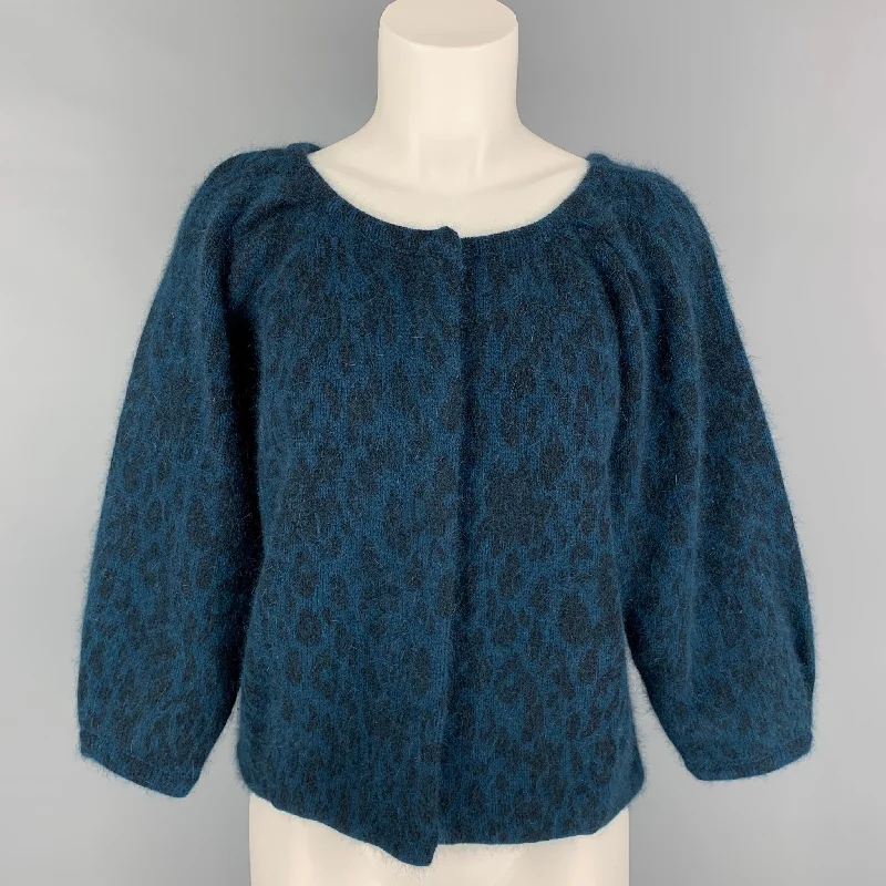 VANESSA BRUNO Size M/L Dark Blue Black Angora Blend Cardigan Modern Contemporary chic VANESSA BRUNO Size M/L Dark Blue Black Angora Blend Cardigan Modern Contemporary chic