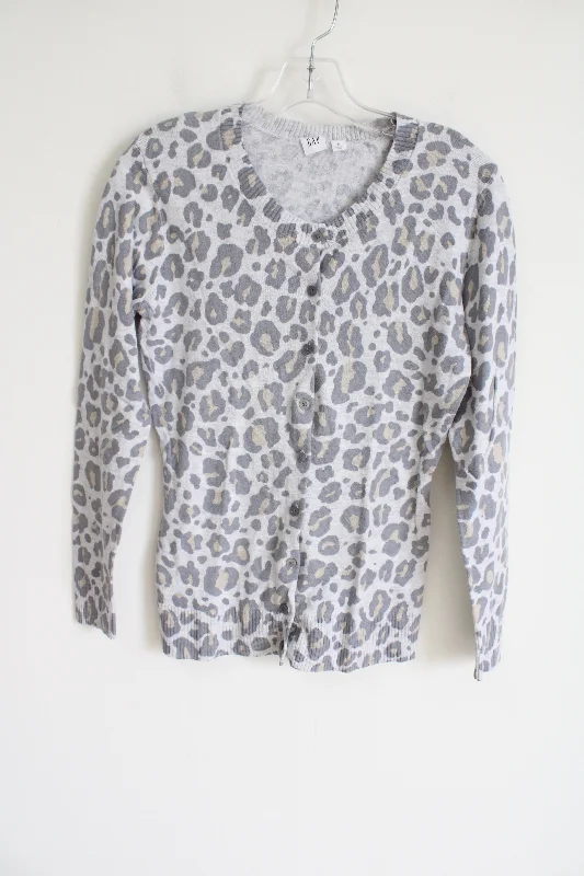 Gap Gray Leopard Print Knit Cardigan | S Hooded Cardigan Collared Cardigan Shawl Collar Gap Gray Leopard Print Knit Cardigan | S Hooded Cardigan Collared Cardigan Shawl Collar