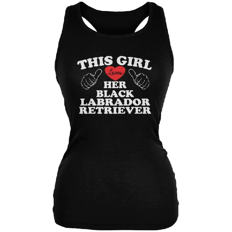 Valentines This Girl Loves Her Black Lab Black Juniors Soft Tank Top cozy tank top