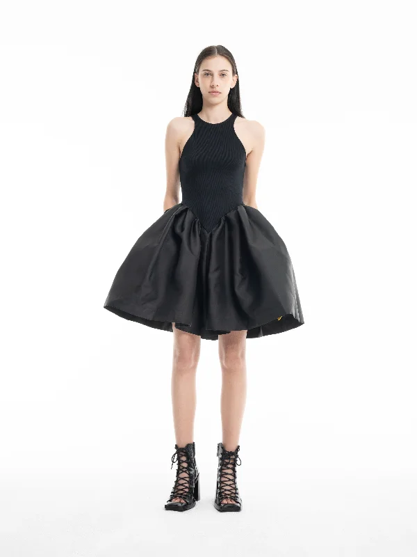 BLACK MINI DRESS WITH TANK TOP SCOOPED soft pink tank