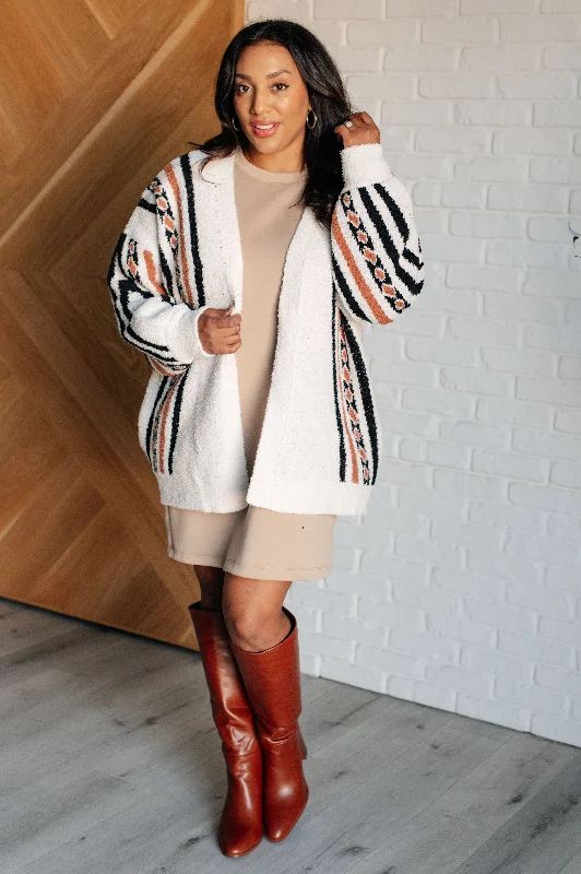 Holding On Aztec Print Cardigan Sequined Glittery Shiny