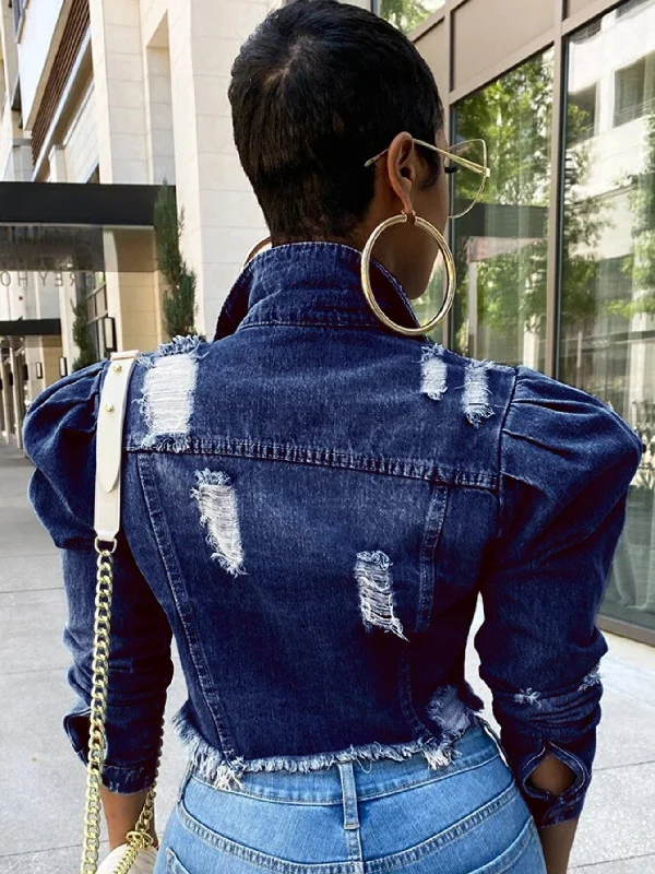 Button-Down Denim Jacket Tiered Jacket Buttoned Jacket Zippered Jacket