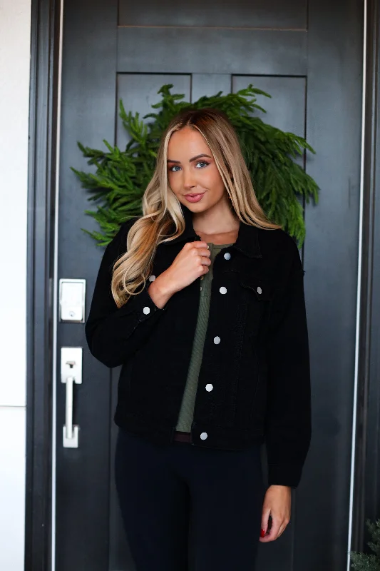 Never Saying Goodbye Modest Denim Jacket Hoodie Zip-Up Jacket Button-Up Jacket