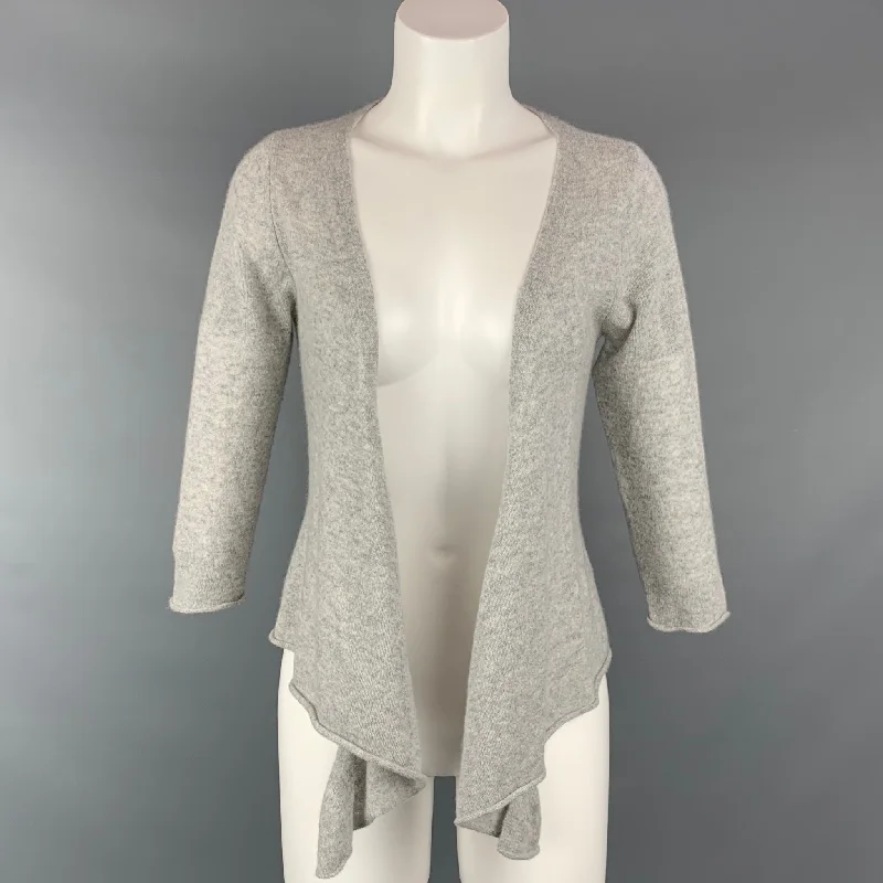 CLAUDIA NICHOLE Size S Grey Heather Knitted Cashmere Cardigan Velvet Chenille Corduroy CLAUDIA NICHOLE Size S Grey Heather Knitted Cashmere Cardigan Velvet Chenille Corduroy
