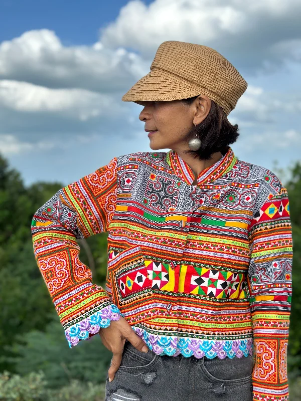 Hmong crop jacket Cotton Jacket Linen Jacket Terry Jacket