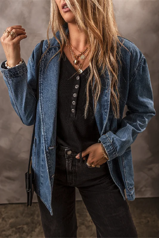 Button-Down Denim Jacket Appliqued Jacket Beaded Jacket Sequined Jacket